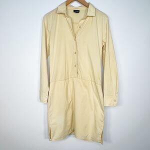 Boston Proper Flax Yellow Long Sleeve Shirt Dress